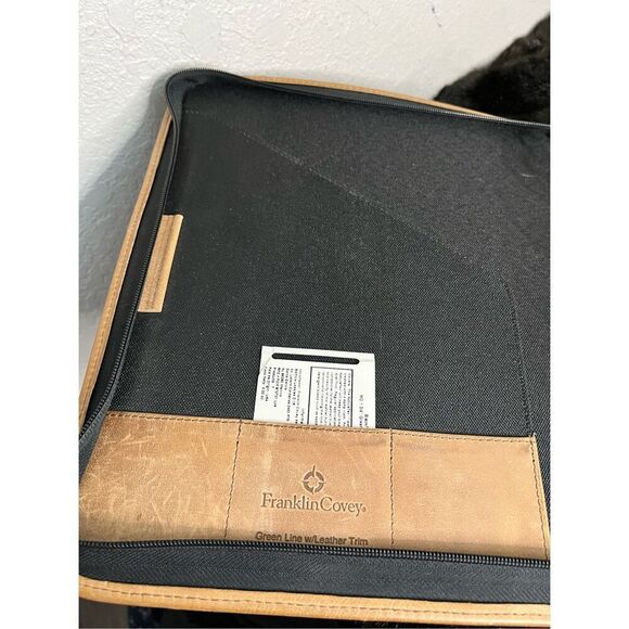 VTG 1998 FRANKLIN COVEY GREEN LINE LEATHER TRIM 7 RING, BINDER - Picture 5 of 11